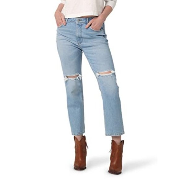 Wrangler Denim - Wrangler Womens High Rise Rodeo Straight Crop Jean, 10, Blue
